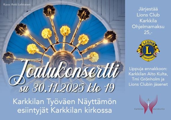 Lions Clubin joulukonsertti Karkkilan kirkossa 30.11.2025